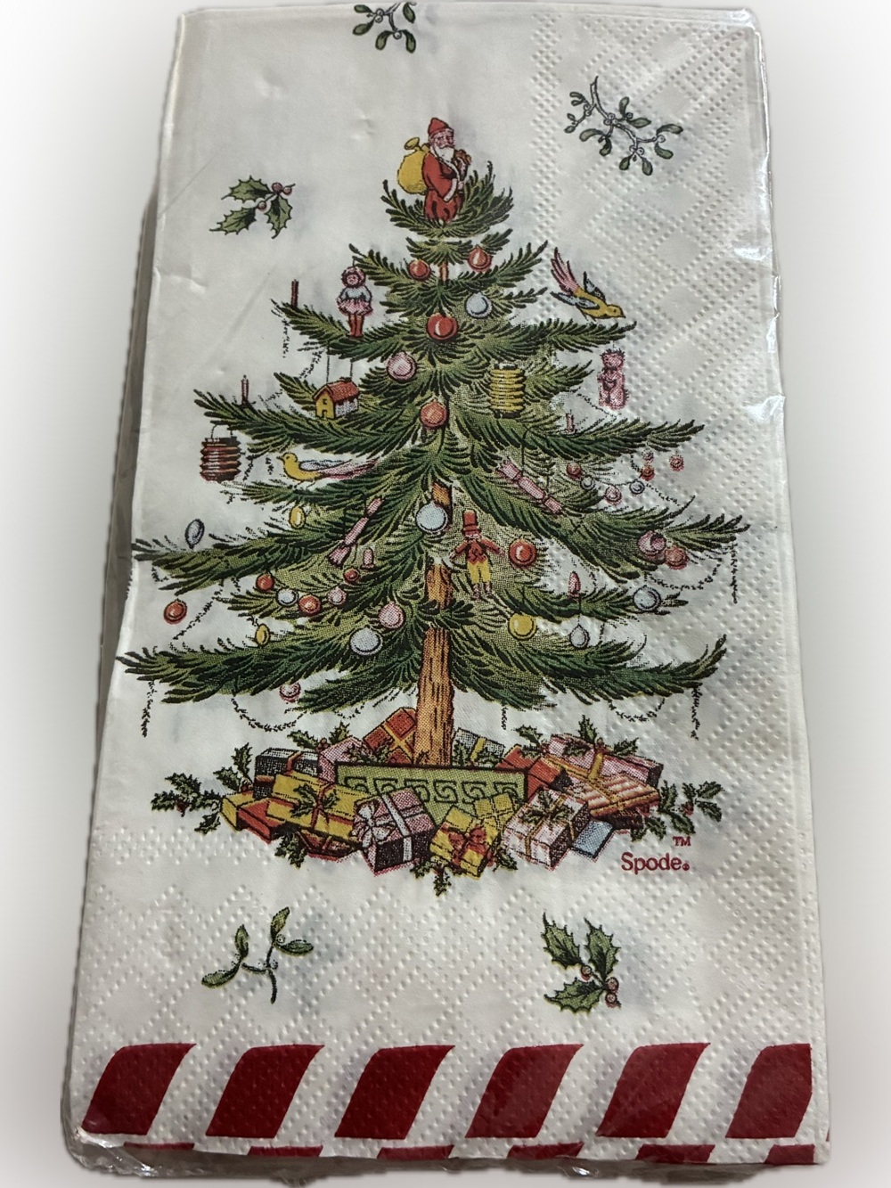 CR Gibson SPODE CANDY CANE TREE Pack of 32 Paper Dinner Napkins Christmas NWT